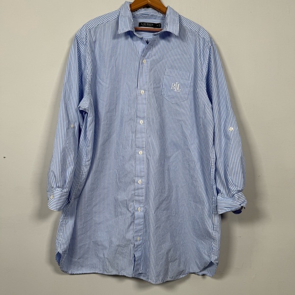 Lauren Ralph Lauren striped cotton poplin sleep shirt, Size 2X, 100% Cotton - Picture 4 of 16